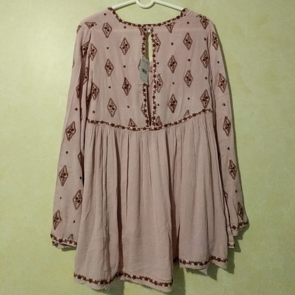 Free People Diamond Embroidered Top Tunic Blouse - Picture 3 of 4
